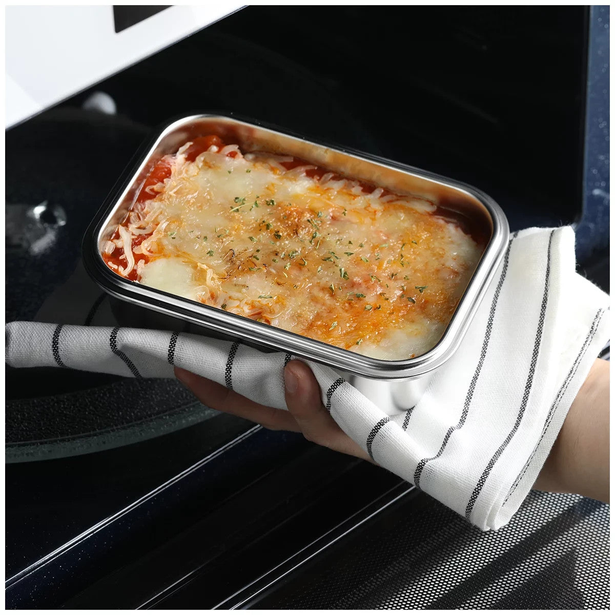 Neoflam Stainless Steel Container Microwavable 12 Pcs Set Stackable Food Storage