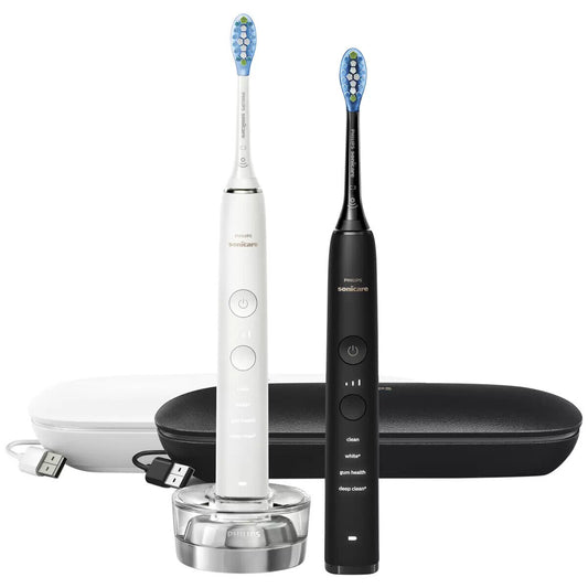Philips Sonicare DiamondClean 9000 Black & White Electric Toothbrush Value Pack