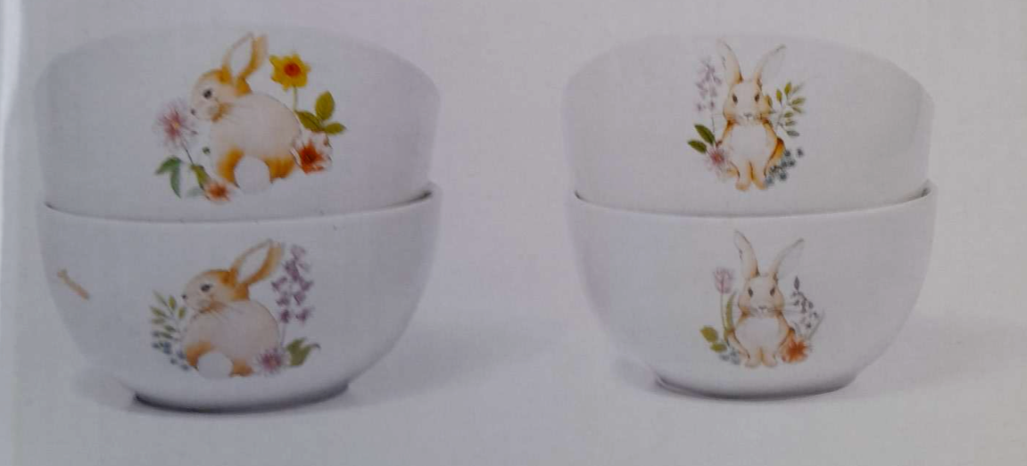 4 pcs Easter Bunny Side Bowls Dishwasher and Microwave Safe