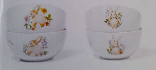4 pcs Easter Bunny Side Bowls Dishwasher and Microwave Safe