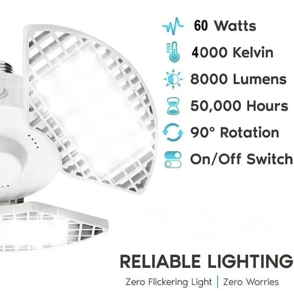 Luminus LED 60W 8000 Lumens E27 Ceiling Light Bulb Indoor Garage Shed Workshop