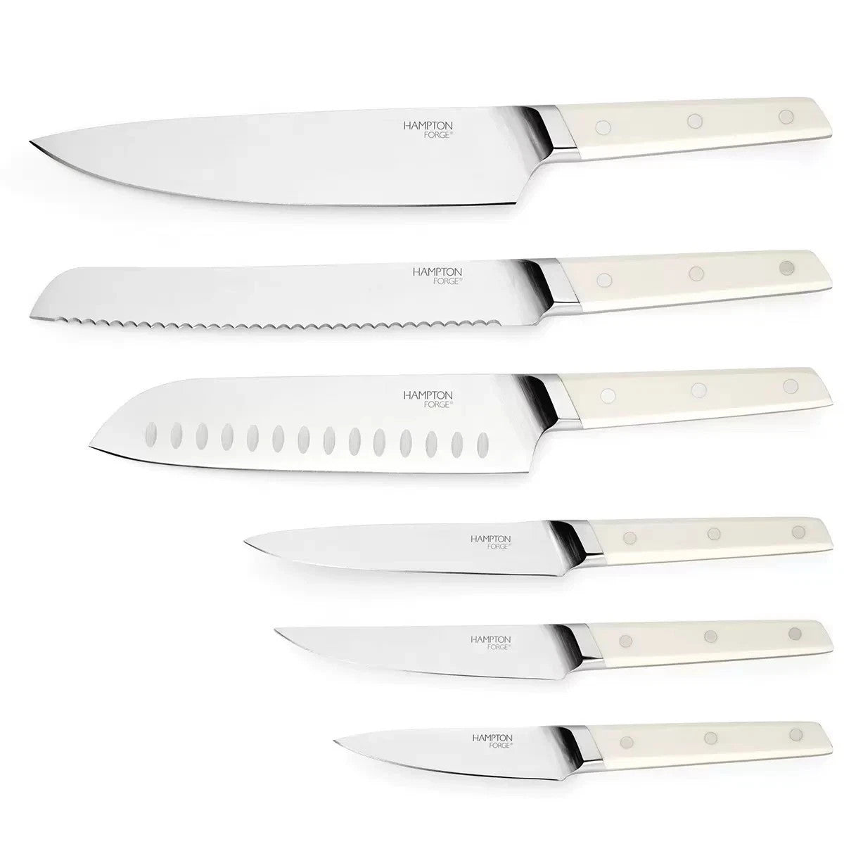 Hampton Forge Aero 10pc Knife Block Set White | Forged Stainless Steel Blades