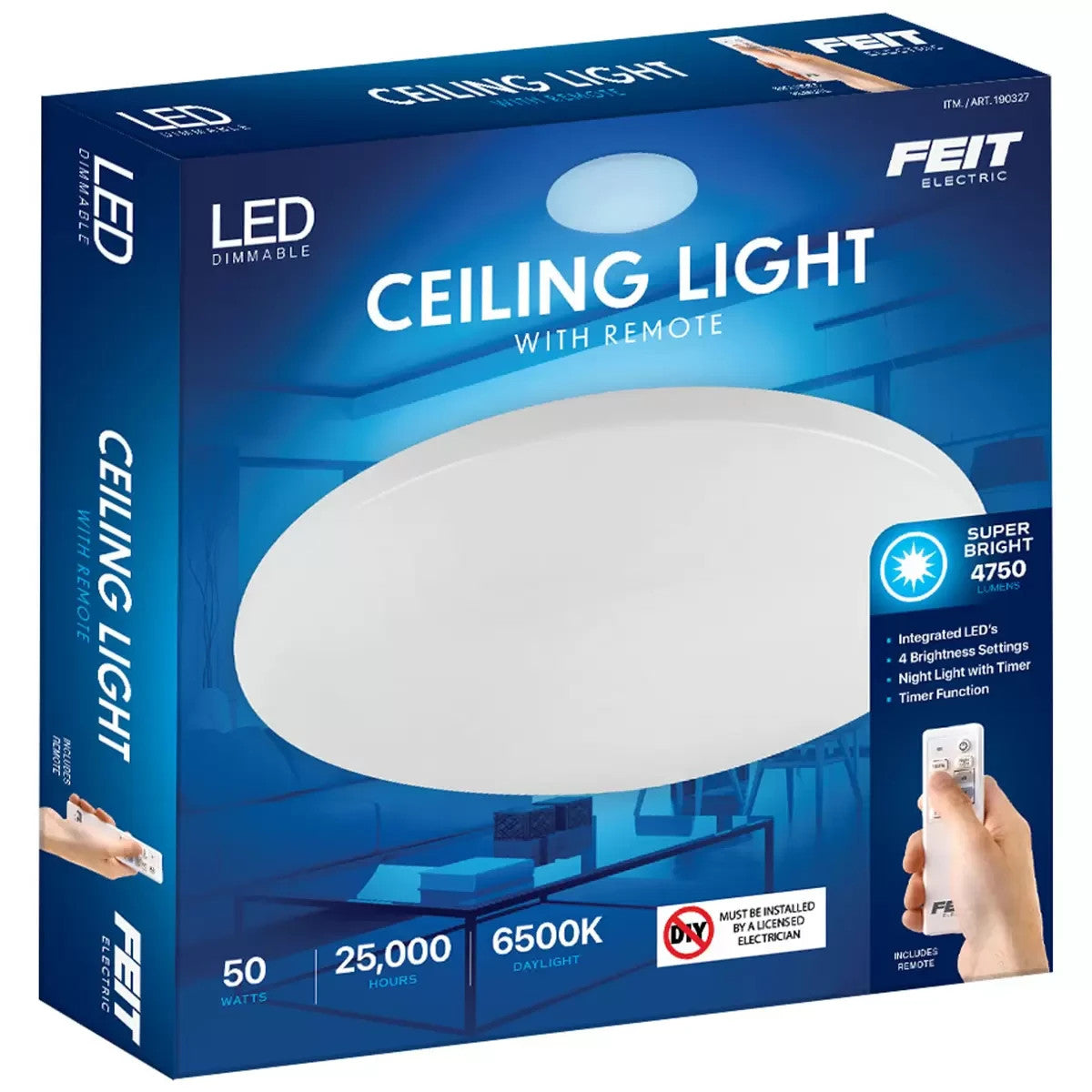 Feit Electric LED Dimmable 6500K Daylight Round Ceiling Light w/ Remote Control