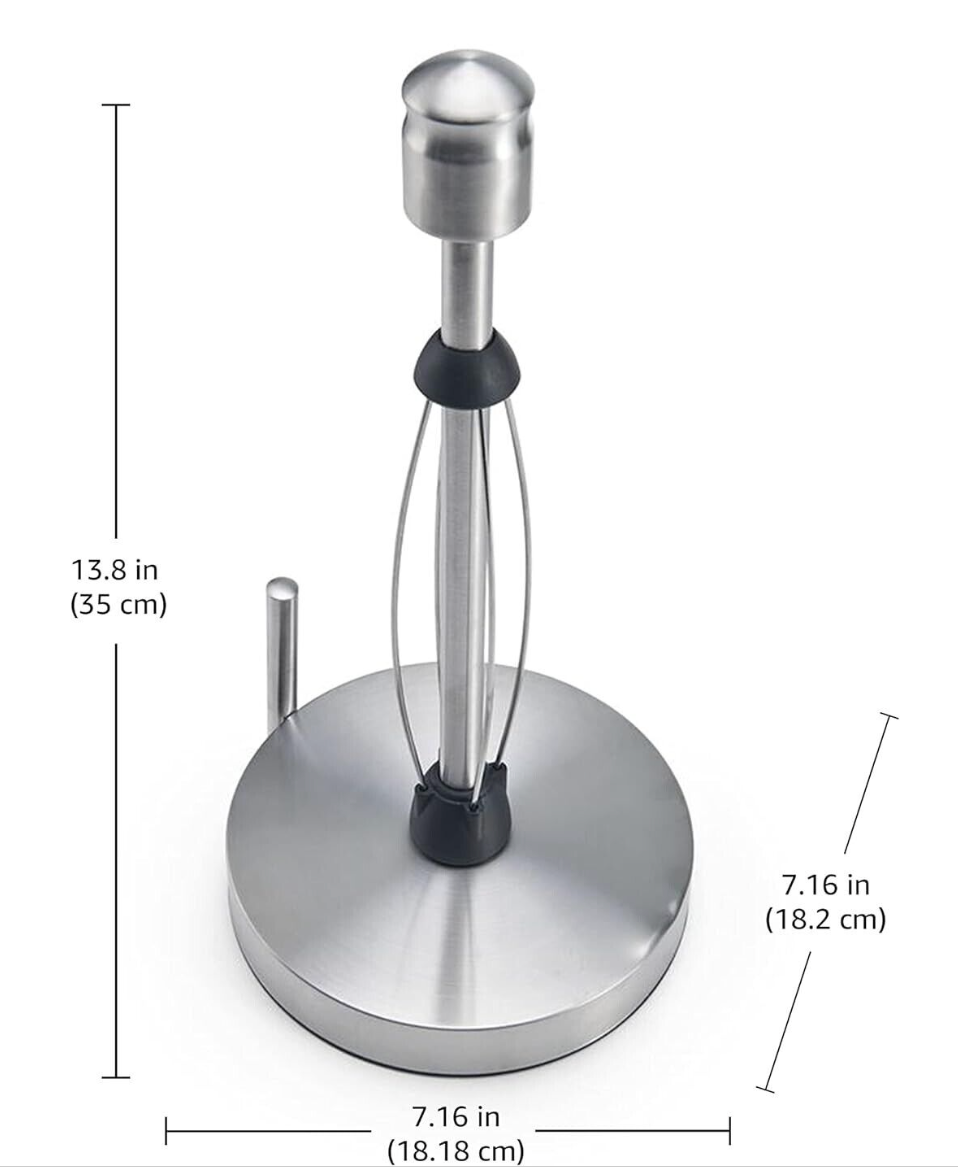 Kamenstein Paper Towel Holder Stainless Steel With Tear Bar One Hand Pull & Tear