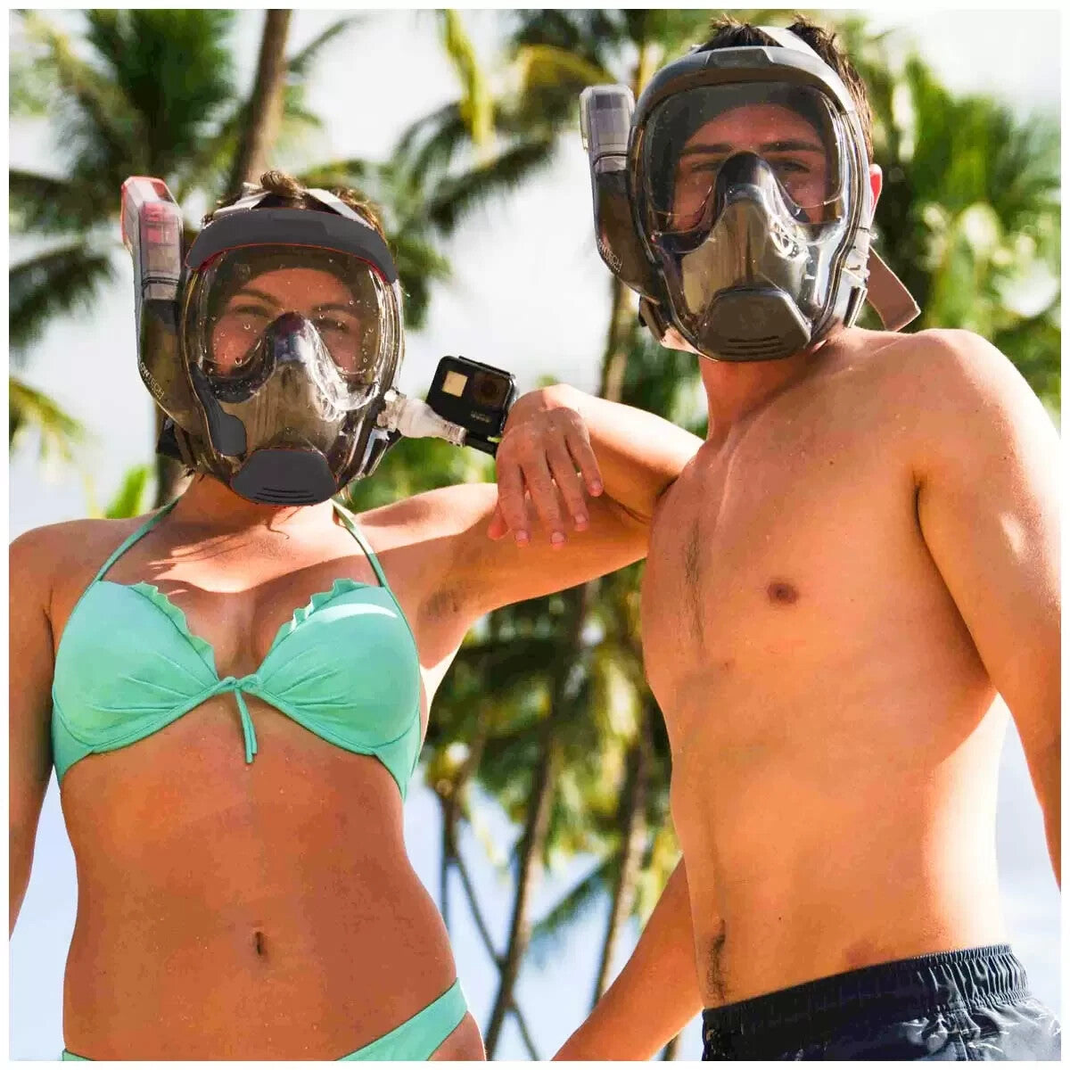 Oceanic FLOWTECH Full Face Snorkel Mask 180° View Anti-Fog Adult w/ Go Pro Mount