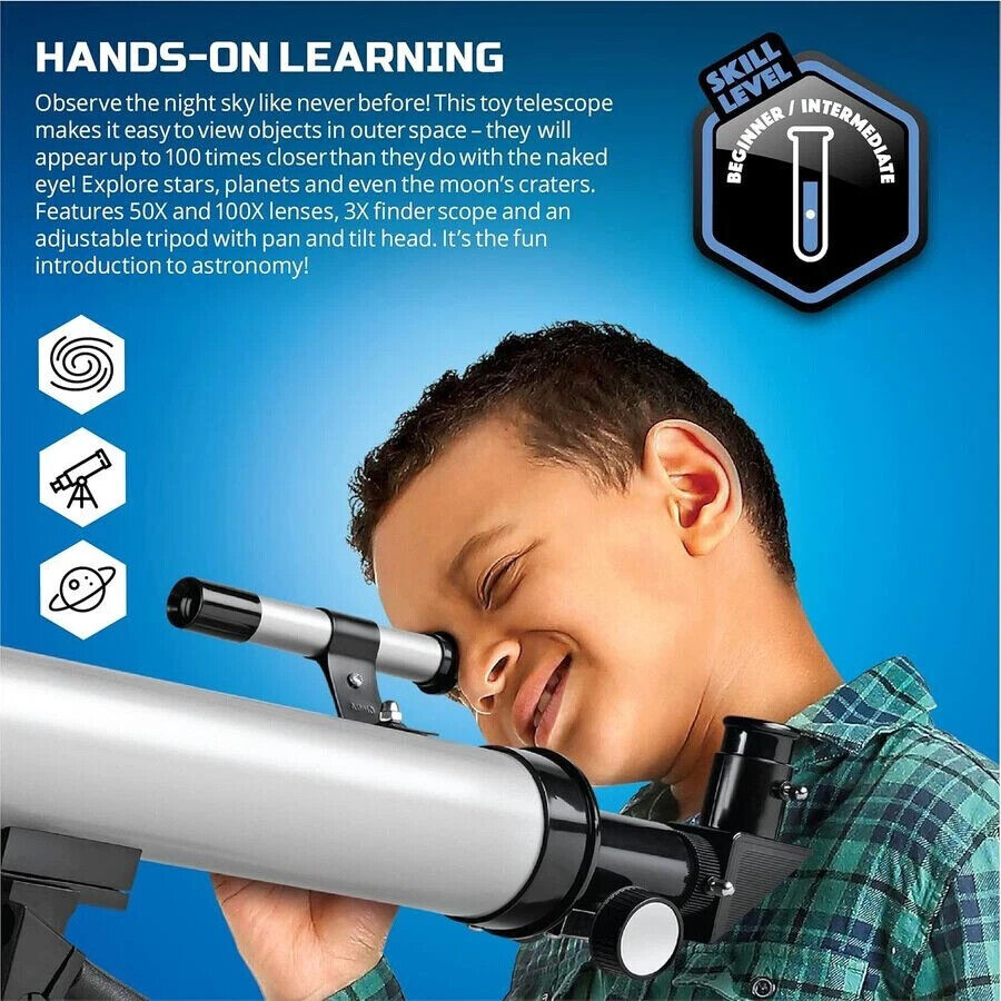 Discovery #Mindblown Telescope with Tripod 100x and 50x Lenes inc. Kids Sized