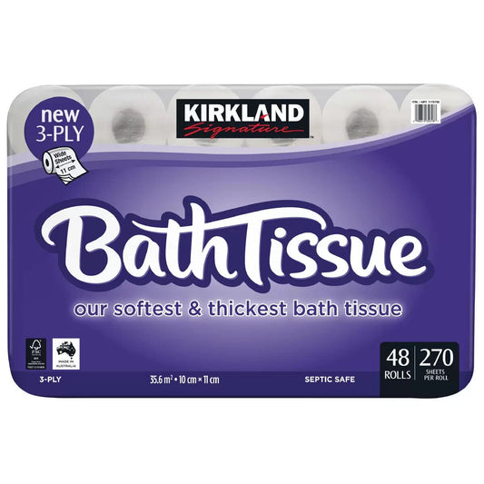 Kirkland Signature Bath Tissues Toilet Paper Wipes 3 Ply 48x 24x 12x 270 Sheets
