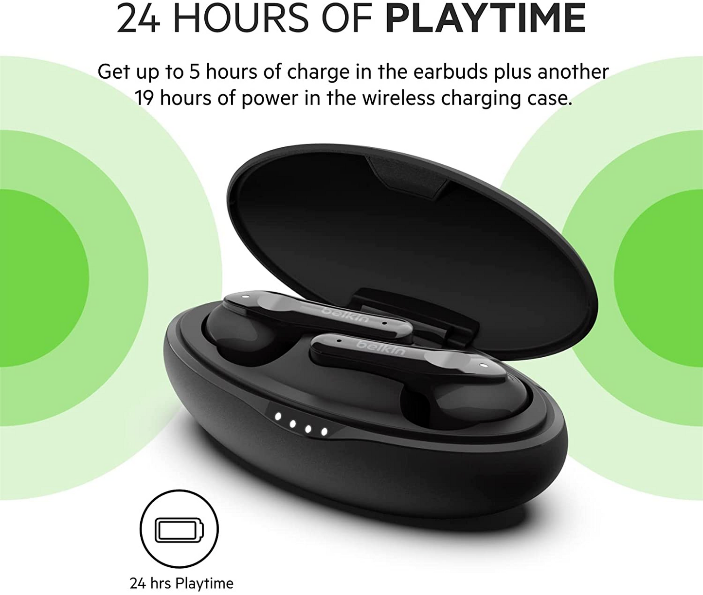 SOUNDFORM  Move plus True Wireless Headphones w/ Qi Wireless Charging Case Black