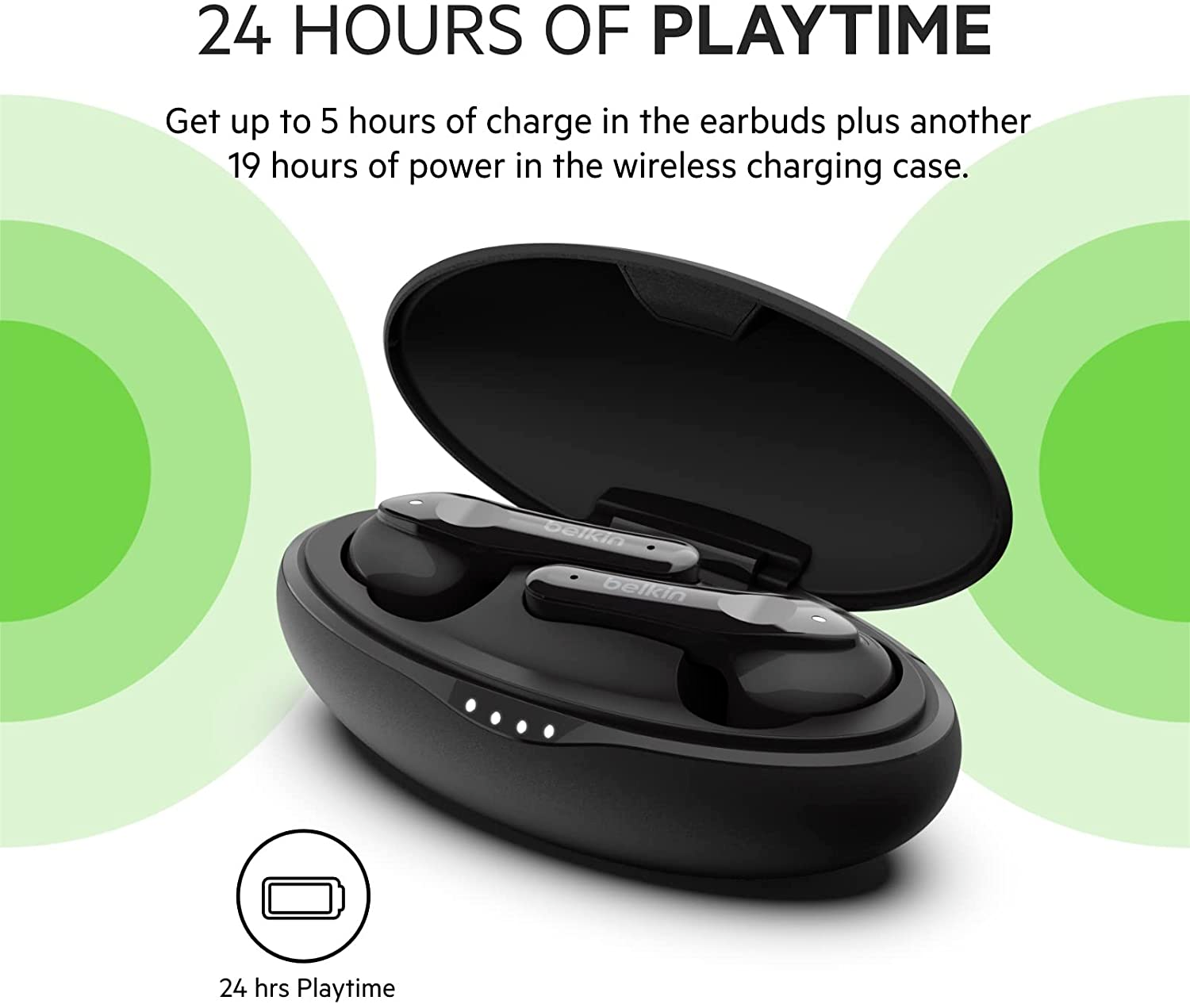 SOUNDFORM  Move plus True Wireless Headphones w/ Qi Wireless Charging Case Black