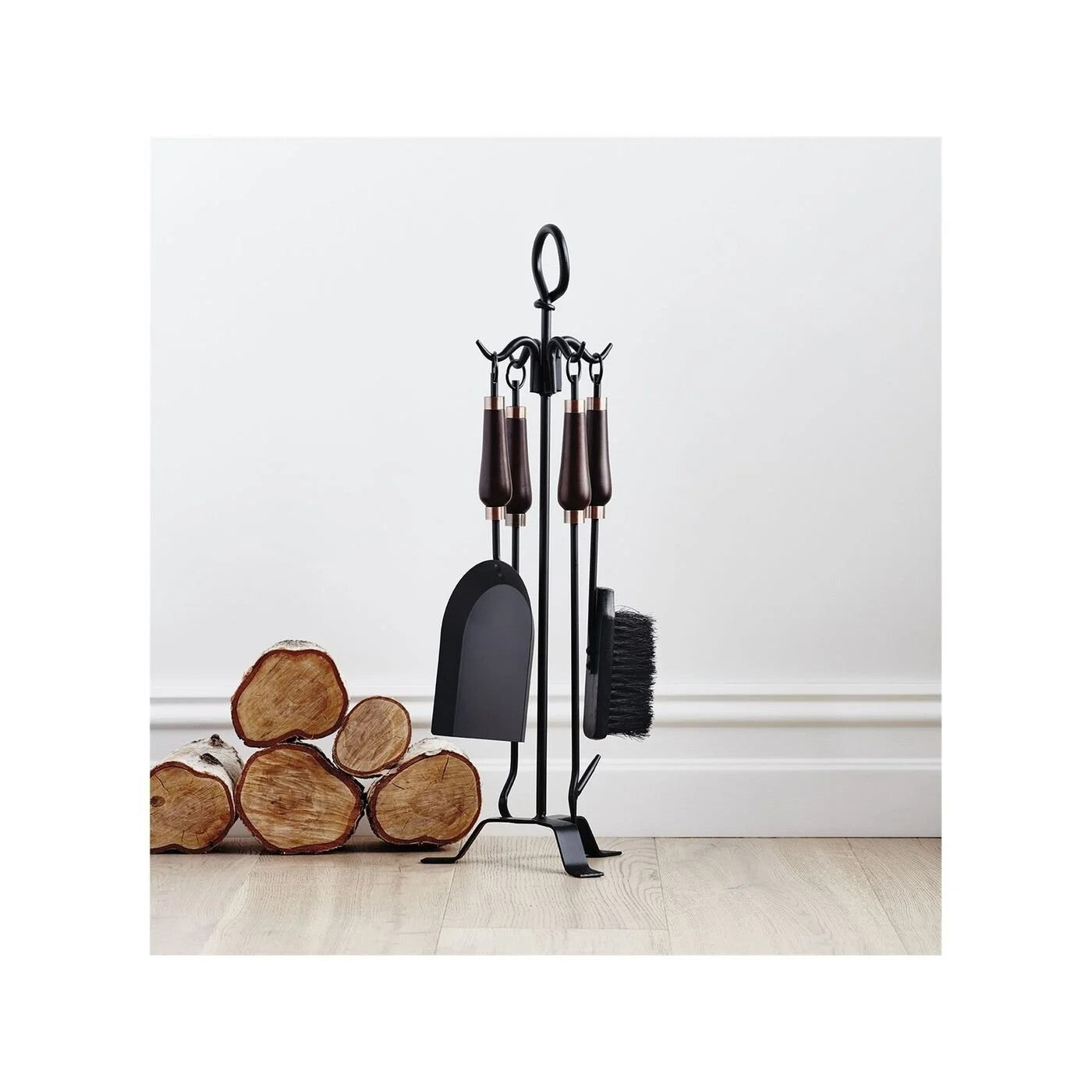 SCANDIA Deluxe ™ 5 Piece Fire Place Tool Set Fireplace Shovel Brush Poker +Stand