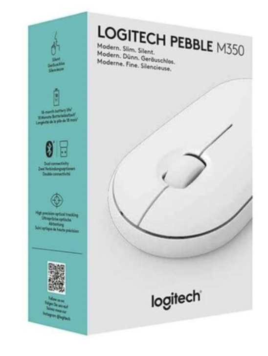 Logitech Pebble M350 Wireless Optical Mouse USB or Bluetooth Black White