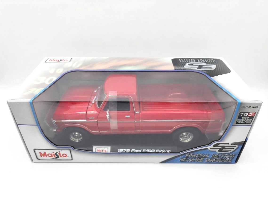 Maisto 1:18 Diecast Special Edition Car – 1979 Ford F150 Pickup Truck (Red)