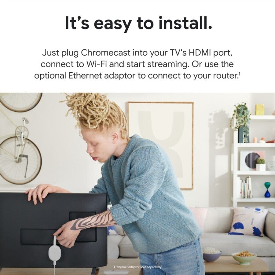Google Chromecast with Google TV Snow HDTV WiFi HDMI with Remote HD
