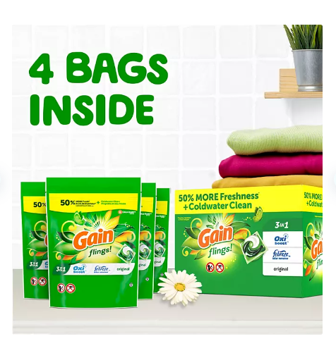 152 Packs Gain Flings Laundry Detergent Capsules Pods Original Oxi odor Remover