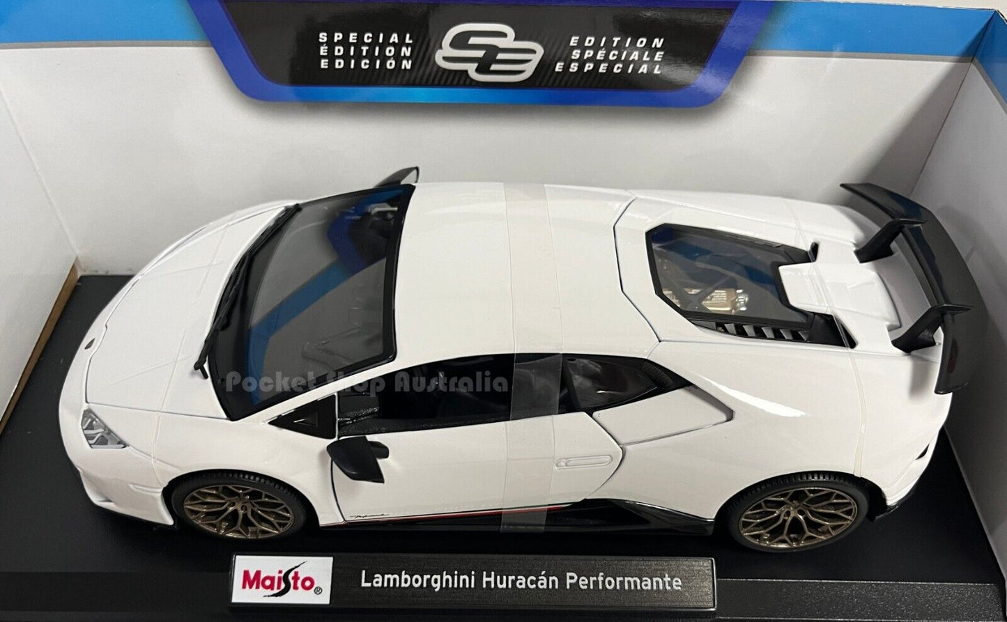 MAISTO SE LAMBORGHINI HURACAN PERFORMANTE 1:18 DIECAST MODEL Car Toy White