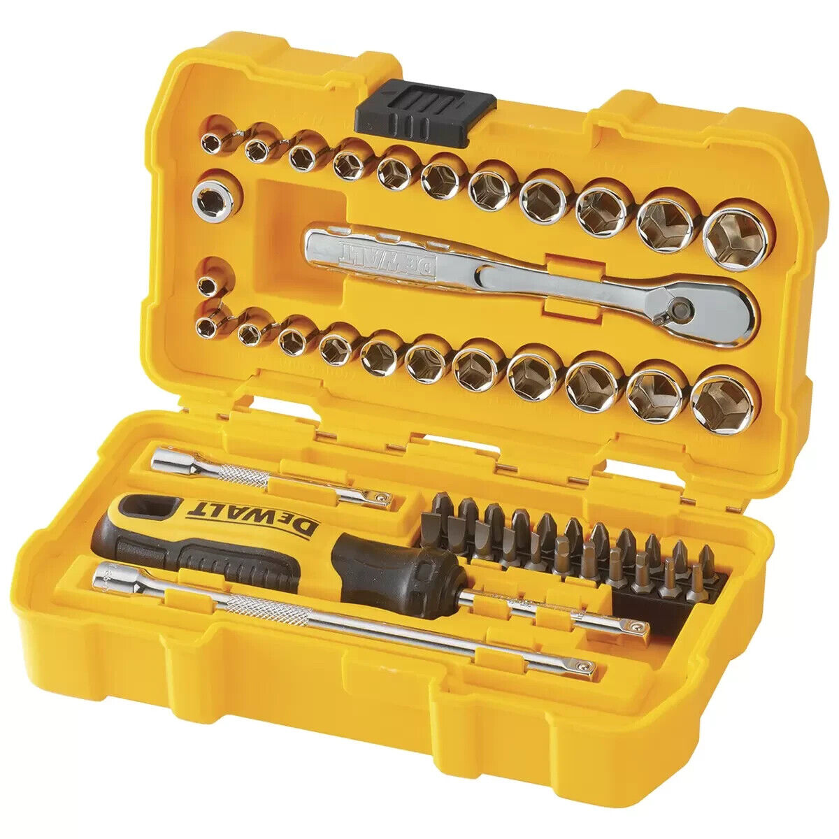 Dewalt Socket Set Tool Kit Spinner Handle Bit Adapter Ratchet Wrench 50 Piece