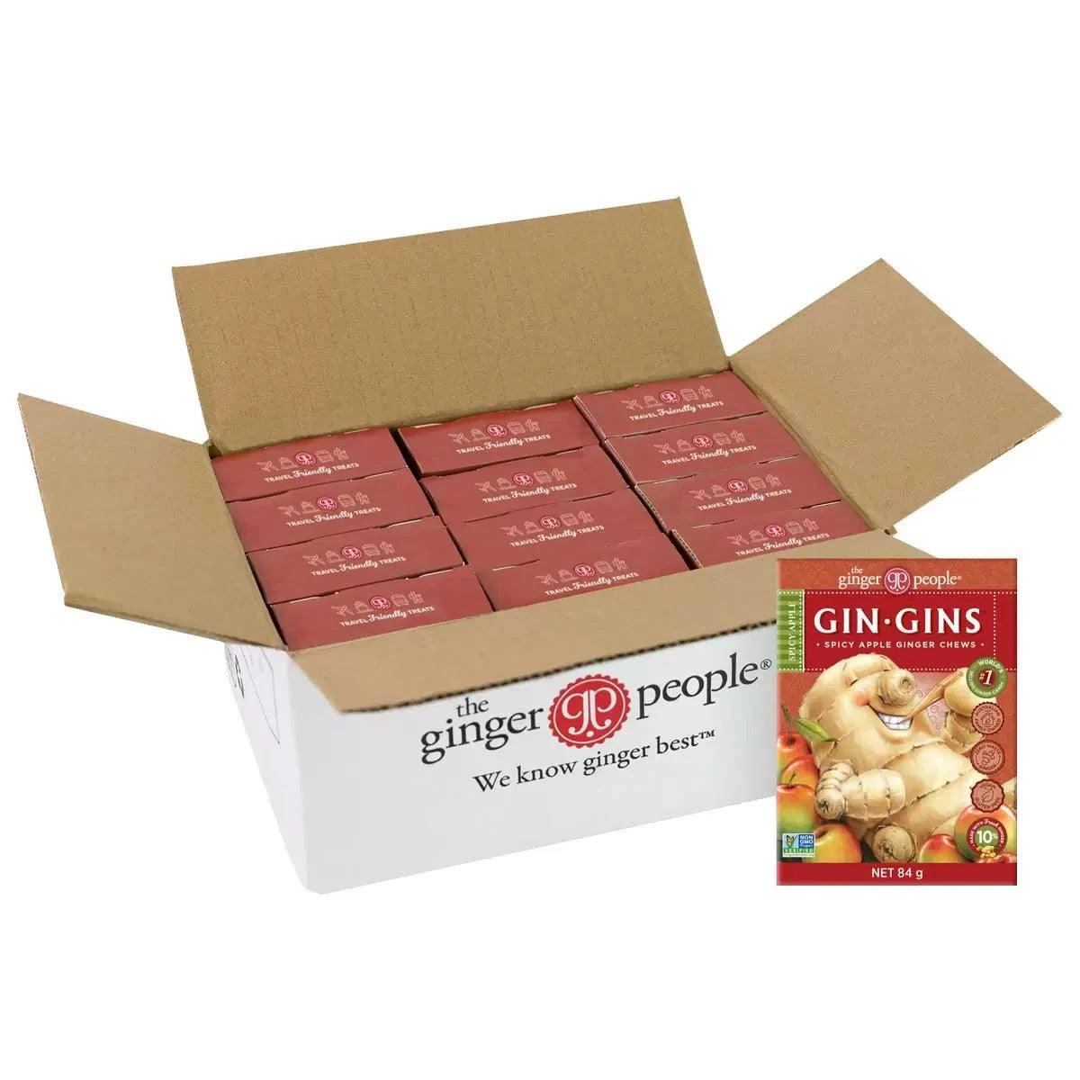 Gin Gins Spicy Apple Ginger Chews Candy 12 x 84g New