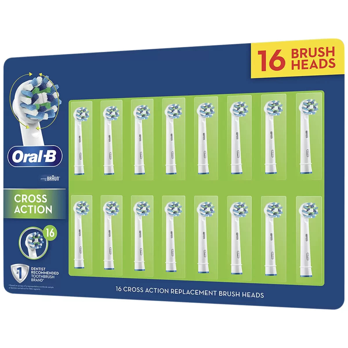 Genuine Oral-B Cross Action Refills 16 Pack for Electric Toothbrush Brush Head