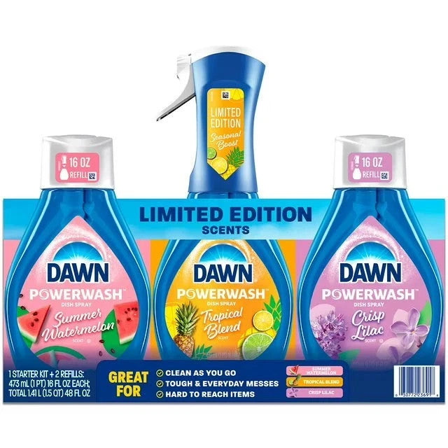 Dawn Powerwash Dish Spray Spring Variety Pack 1 Bottle + 2 Refills 48oz