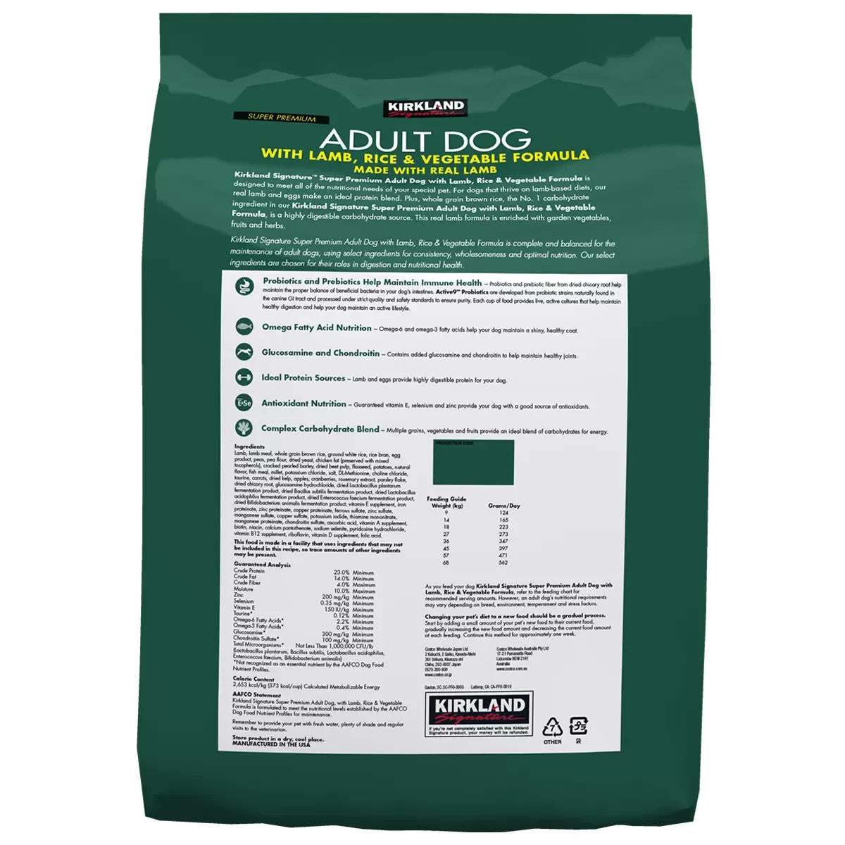 Dog Food Kirkland Signature Dog Food with Lamb, Rice and Vegetable 18kg Dog Food