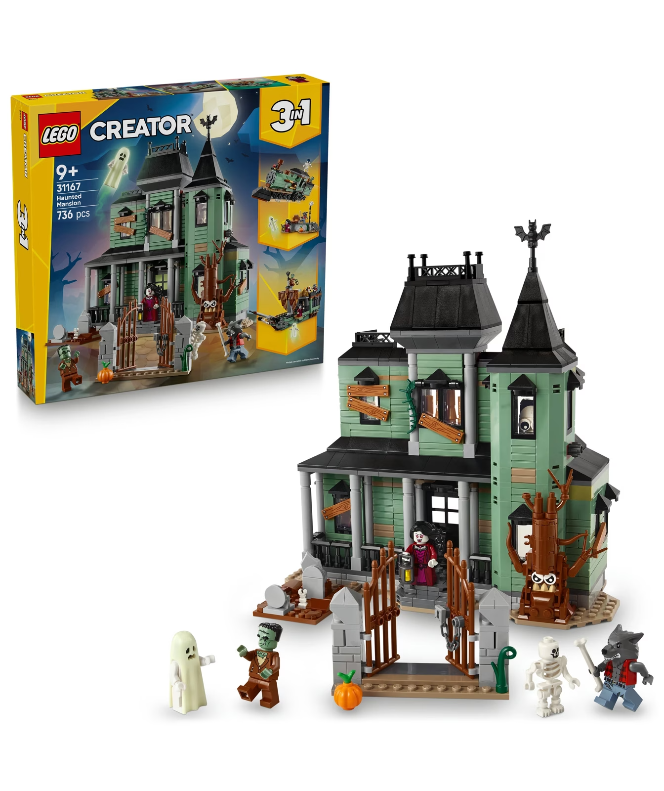 LEGO 31167 Creator 3 In 1 Haunted Mansion, Toy Train, Ship Halloween Ghost