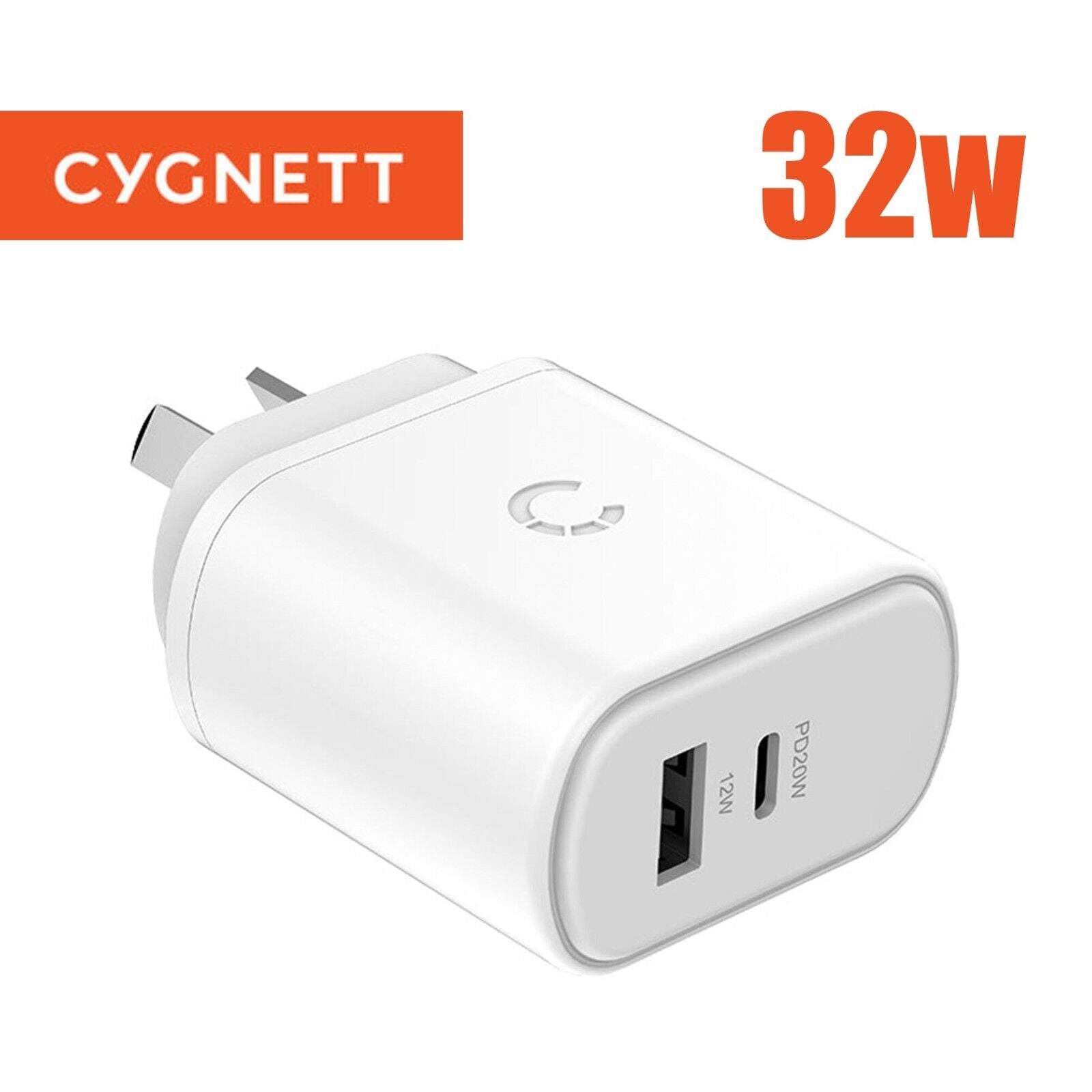 Cygnett PowerPlus 32W USB-C Wall Charger AU - White | Wall Plug | Fast Charging