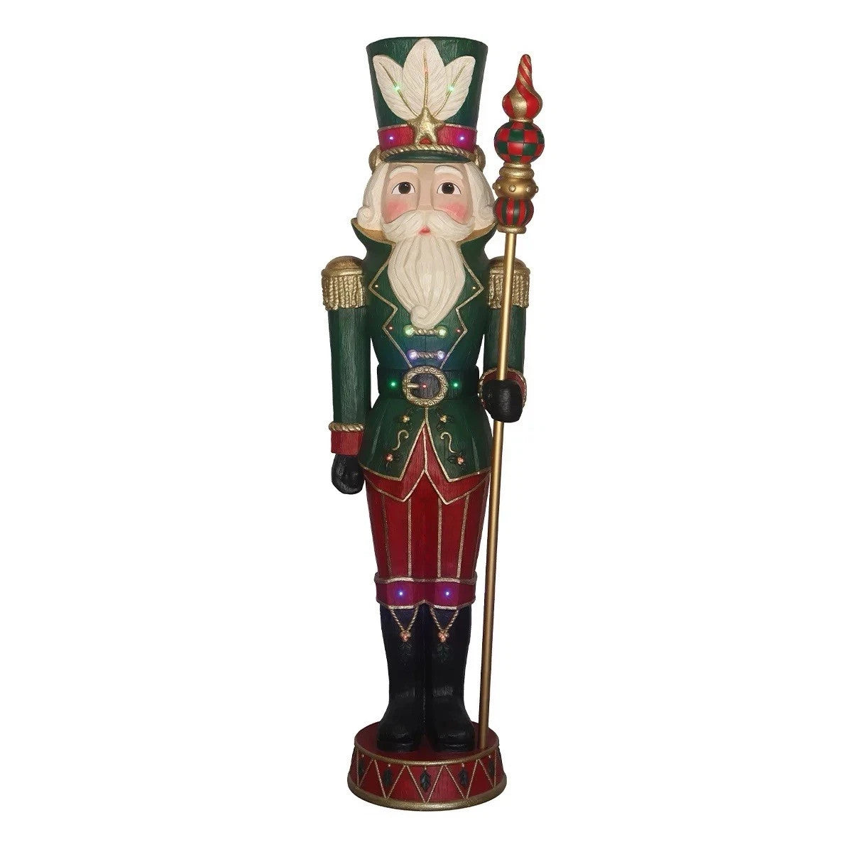 Pre-lit Carved Nutcracker 182.8cm - Plays 8 different holiday-themed songs