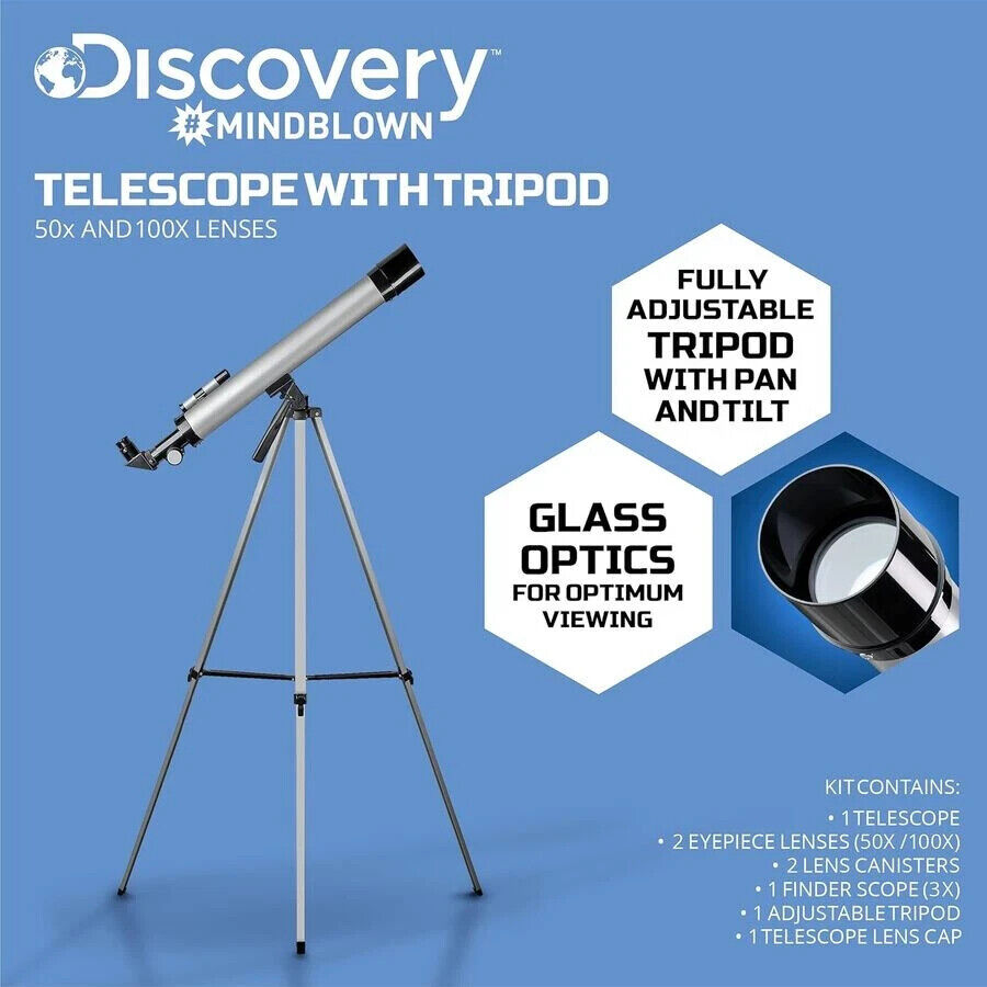 Discovery #Mindblown Telescope with Tripod 100x and 50x Lenes inc. Kids Sized