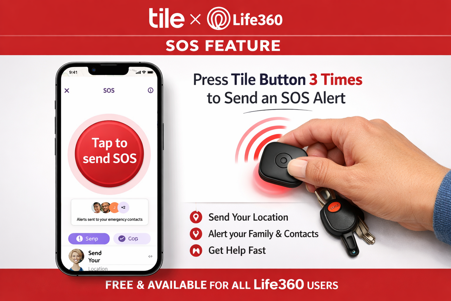 2-Pack Life360 Tile - Bluetooth Tracker, Keys Finder Locator for iOS Android