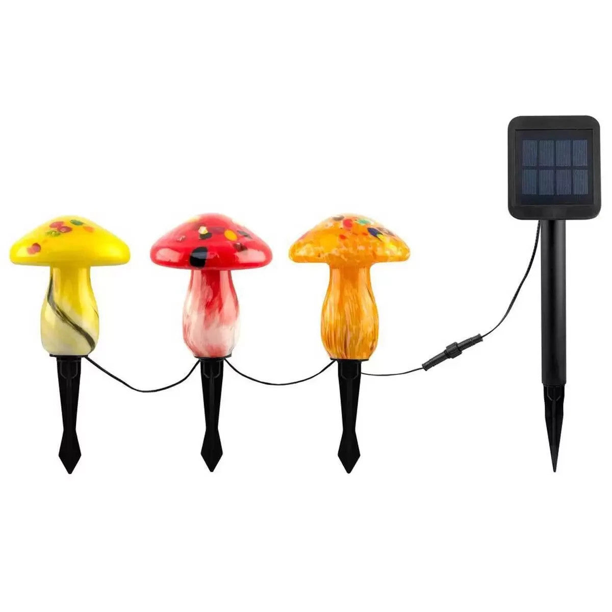 Infinity X1 Solar Powered Landscape Light Glass Mushroom Garden Lighting 3 Pack