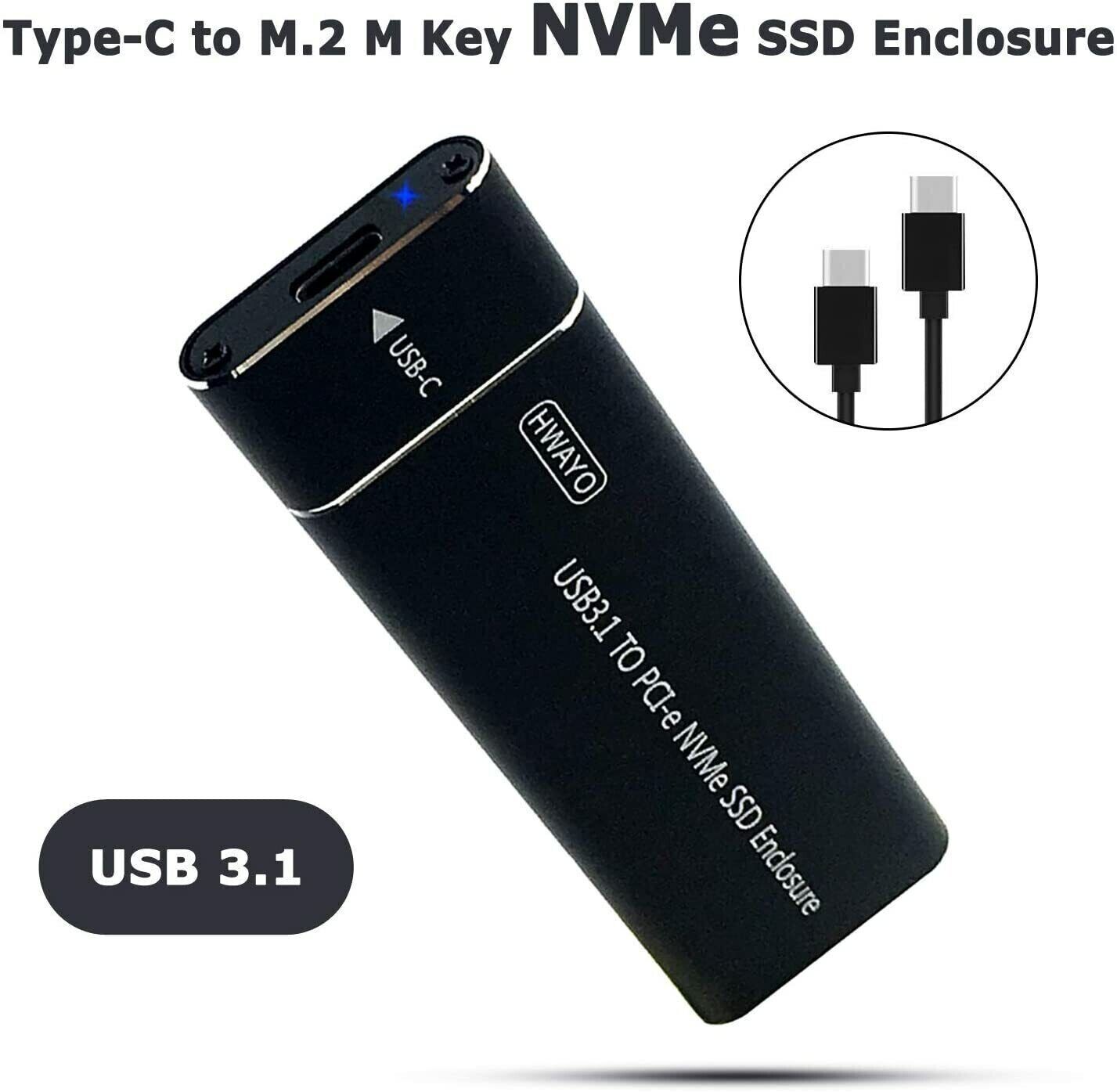 PCI-E NVMe M.2 SSD (M Key) to USB 3.1 Type C External Enclosure Case Aluminum