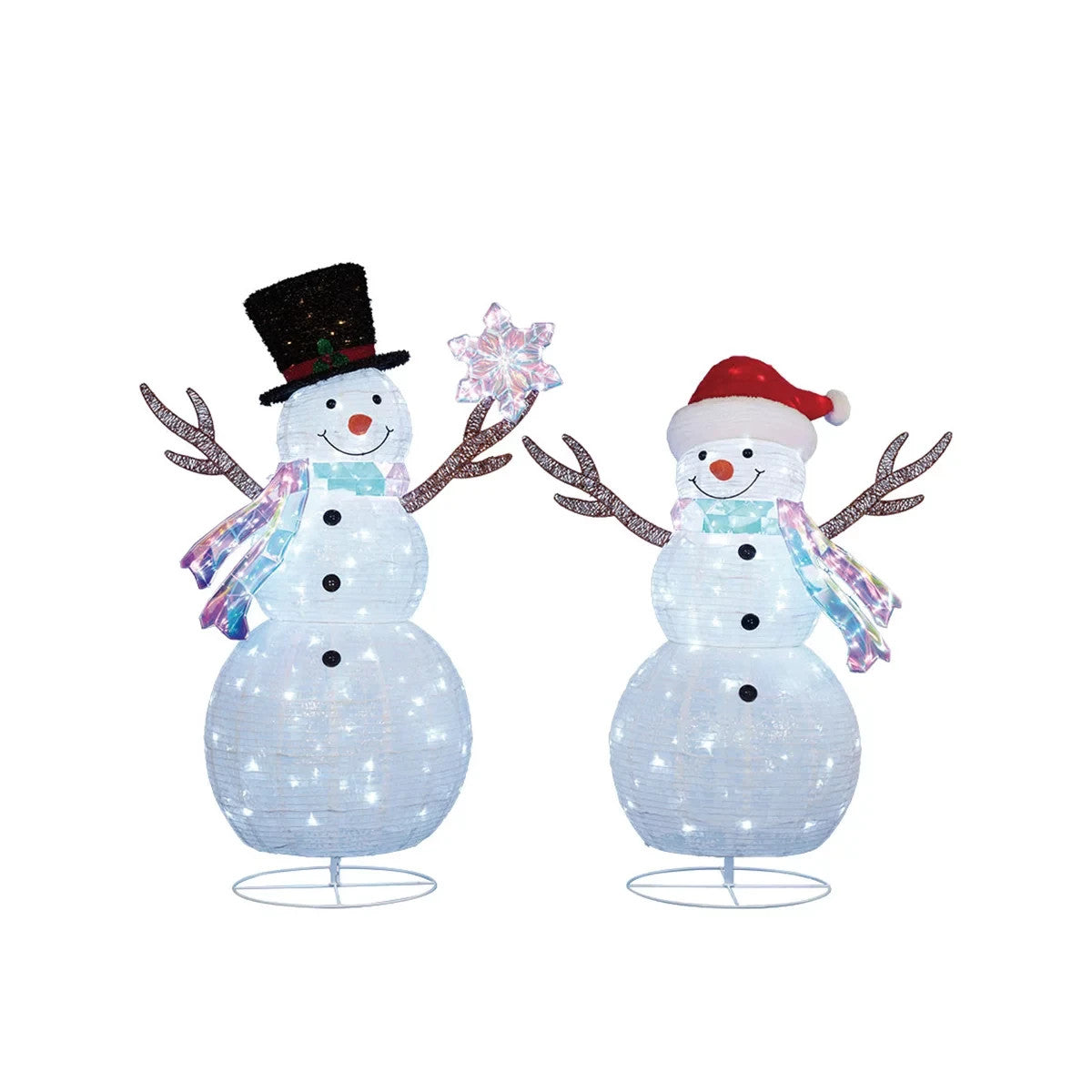Pop-Up Christmas Lights 380 LED Fairy Light Snowman Decorations Set of 2