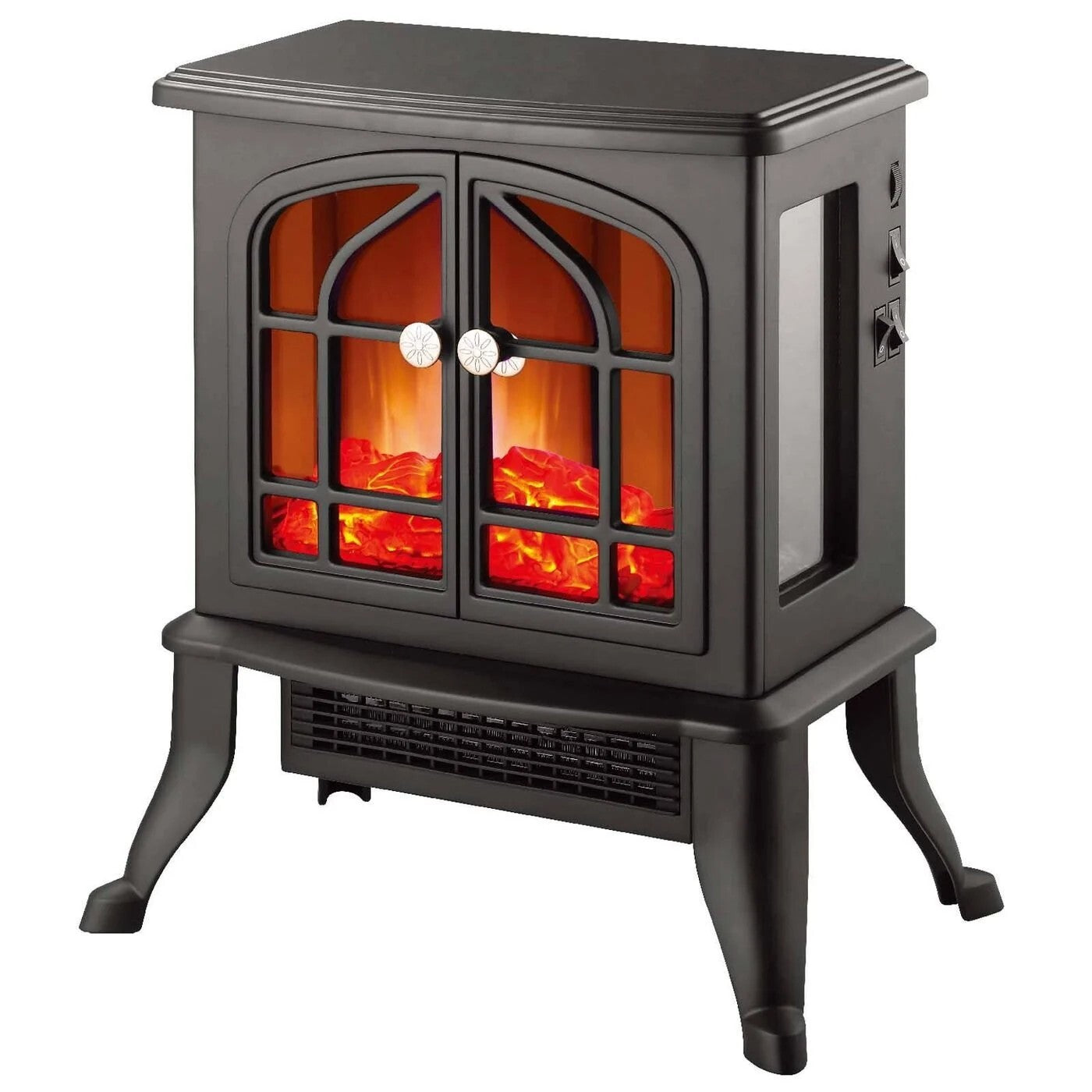 Electric Fireplace Heater w/ Real Flame Effect & 2 Heat Settings