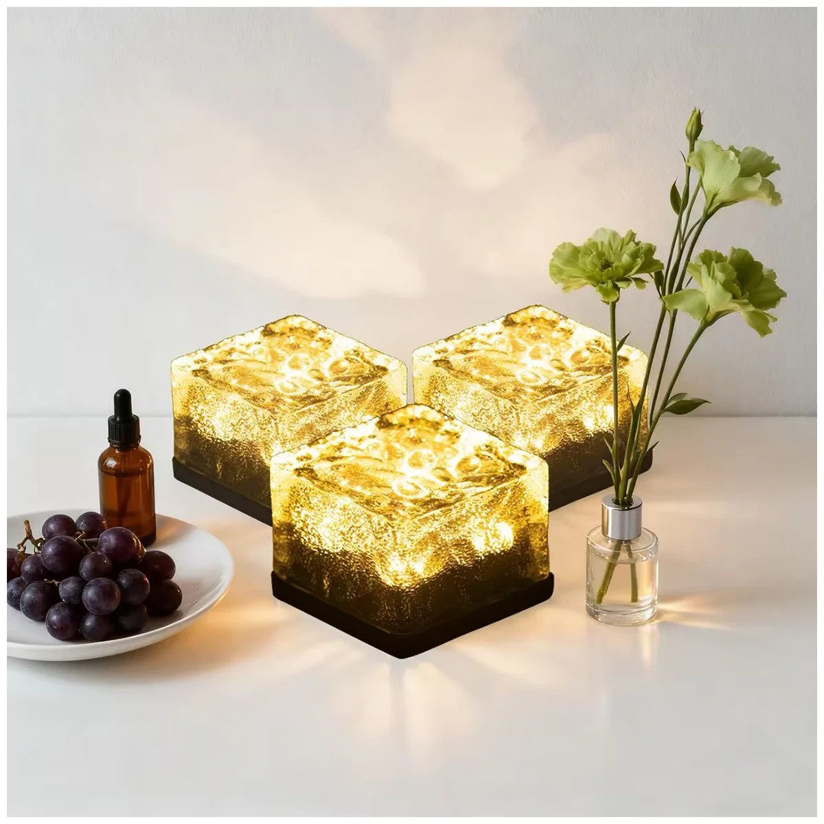Dais Solar Powered Brick Light 6 Pack Cool Garden Deco Yard Lighting Ice Cube