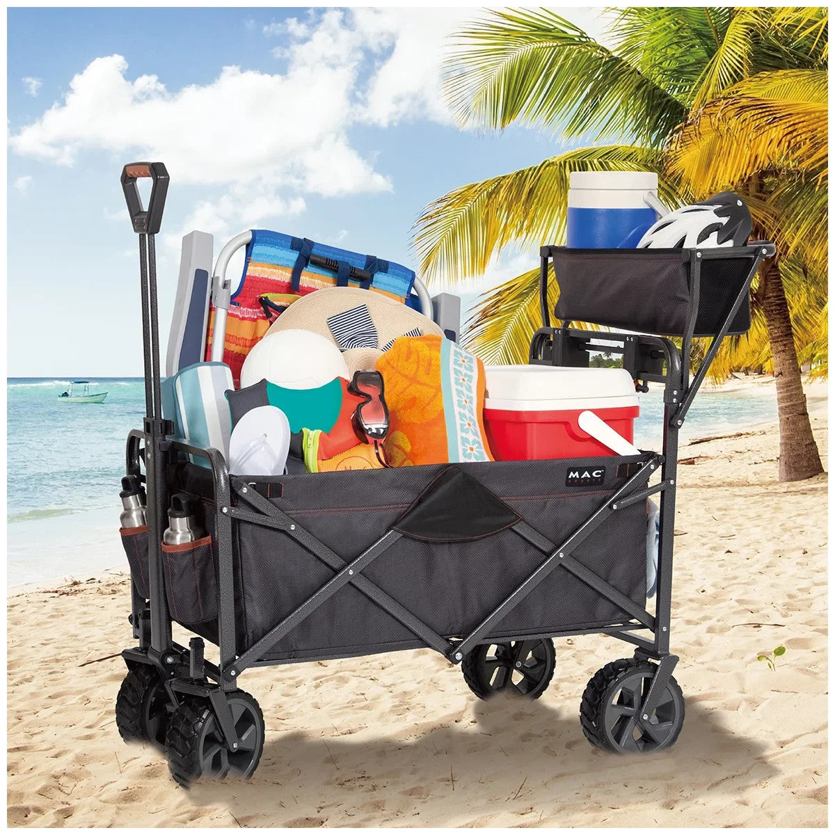 Mac Sports Deluxe Push Pull Folding Wagon with Brakes