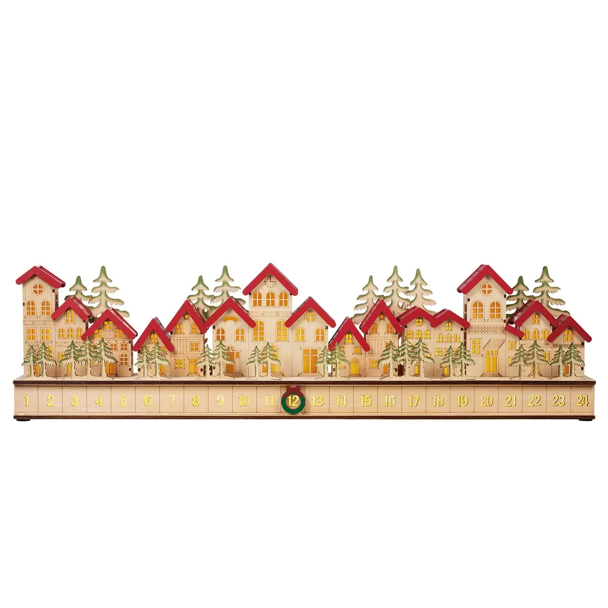 LED Wooden House Advent Calendar – Hand Finished Festive Countdown Village
