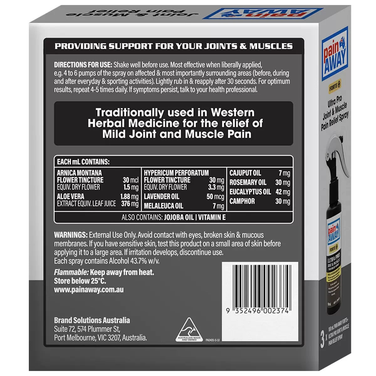 Pain Away Forte+ Joint And Muscle Spray 3 x 100ml