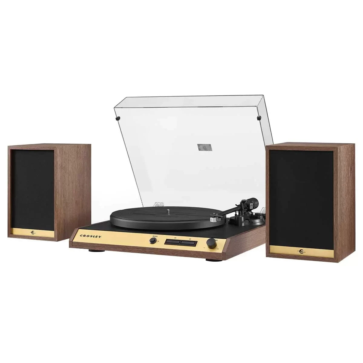 Crosley C72 Record Vinyl Shelf Turntable with Speakers Walnut CR72A-WA