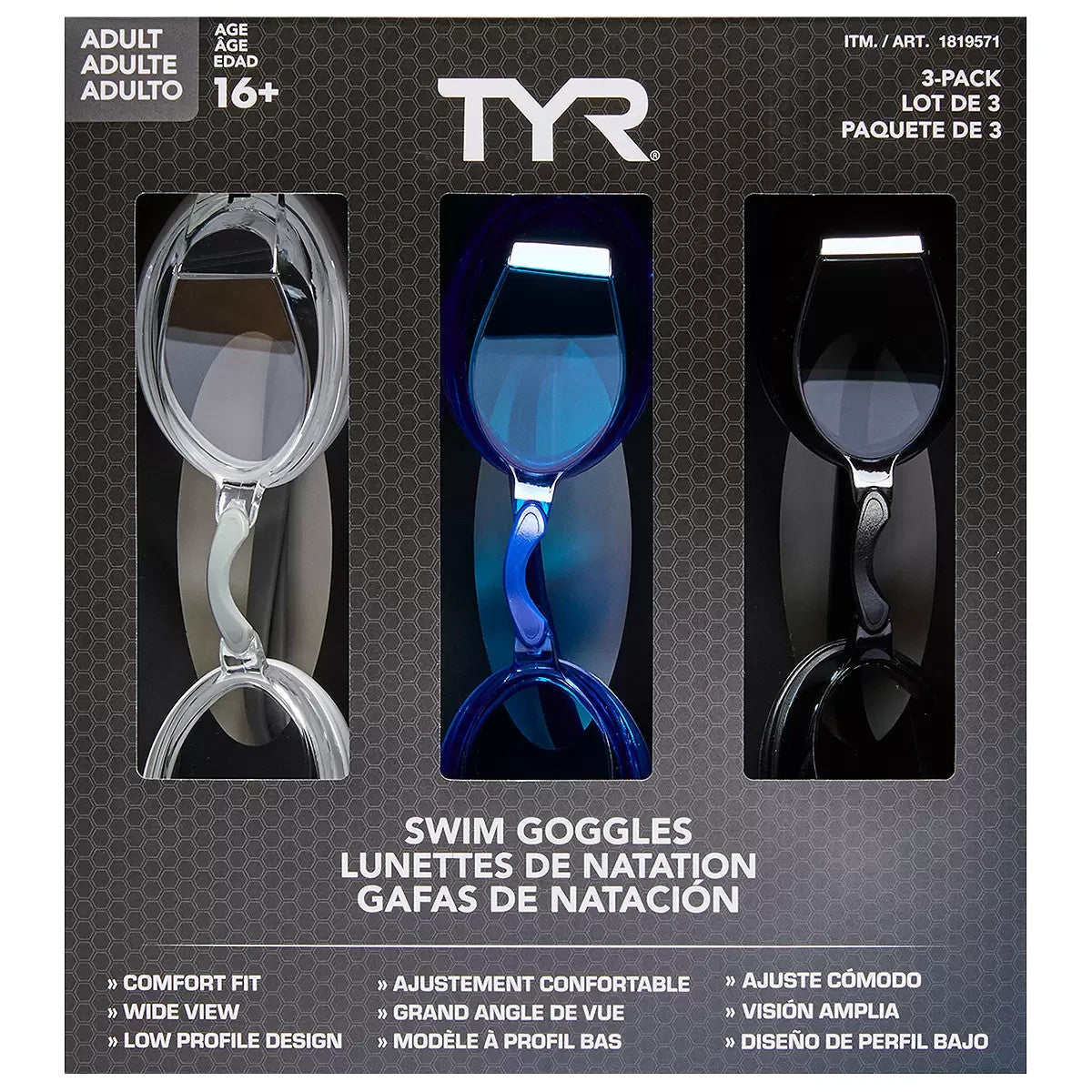 TYR Adult Google 3-Pack