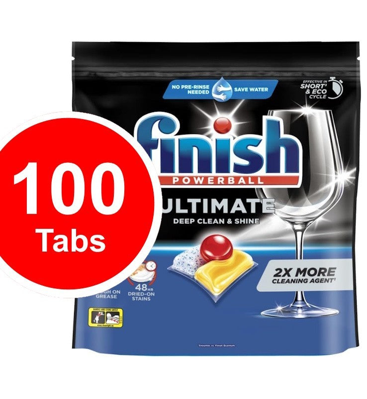 Finish Powerball 100 Count Ultimate All In 1 Lemon Sparkle Dishwashing Tablets