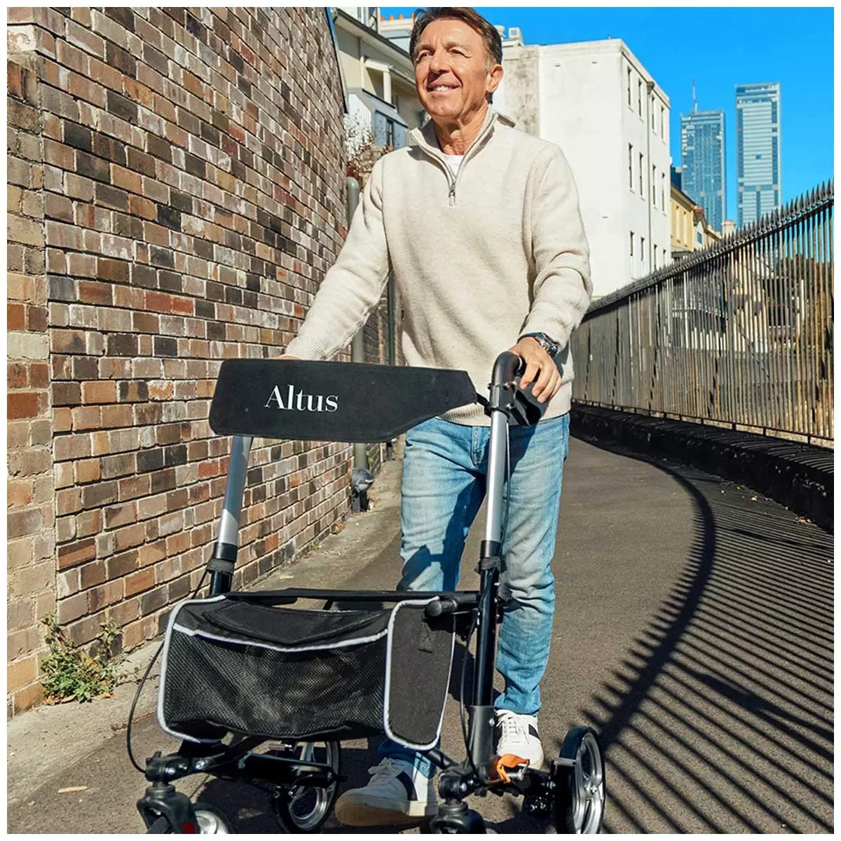 Altus Deluxe Euro Style Walker Rollator 10 Inch Wheel Black