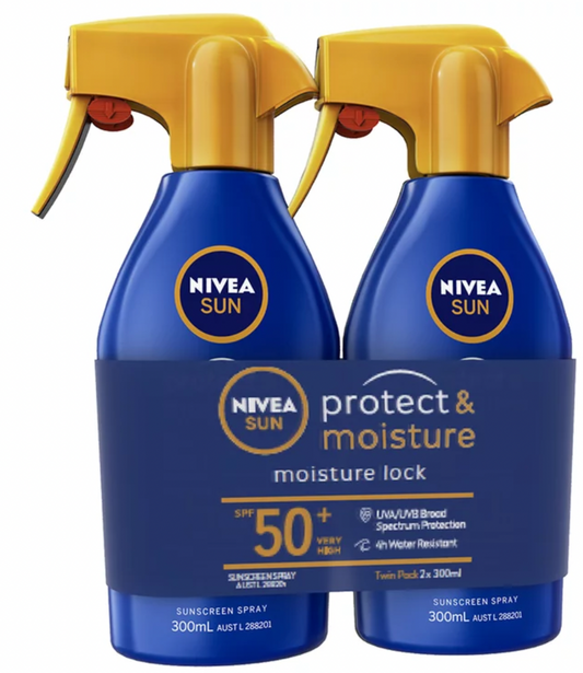 Nivea Sun Spray Protect And Moisture SPF50+ 2 x 300ml