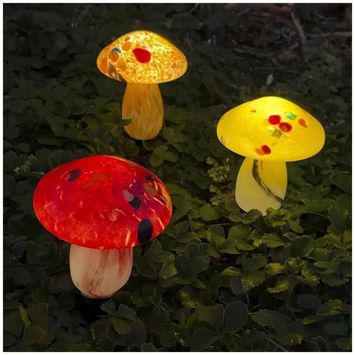 Infinity X1 Solar Powered Landscape Light Glass Mushroom Garden Lighting 3 Pack