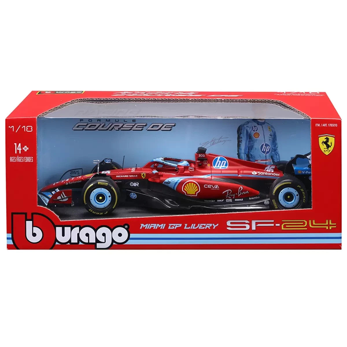 Maisto 1:18 Scale Formula 1 Diecast Cars Ferrari SF-24 2024 Miami Charles Lecler