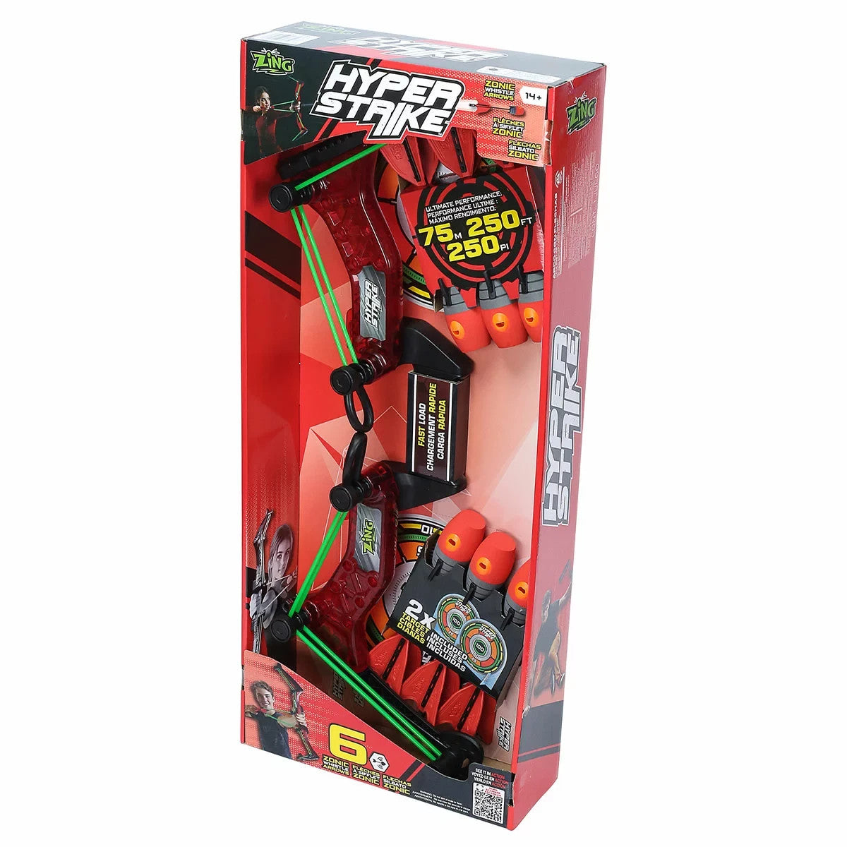 Hyper Strike Bow Set With 6 Arrows Red Kids Outdoor Toy w/ Soft Foam Tip Arrows