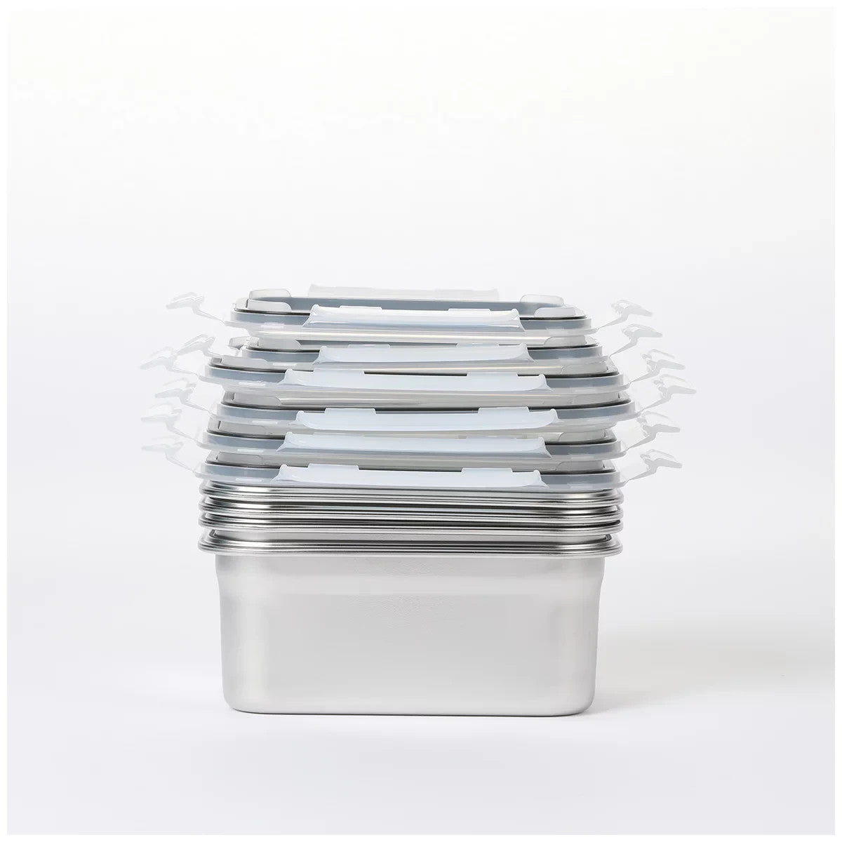 Neoflam Stainless Steel Container Microwavable 12 Pcs Set Stackable Food Storage