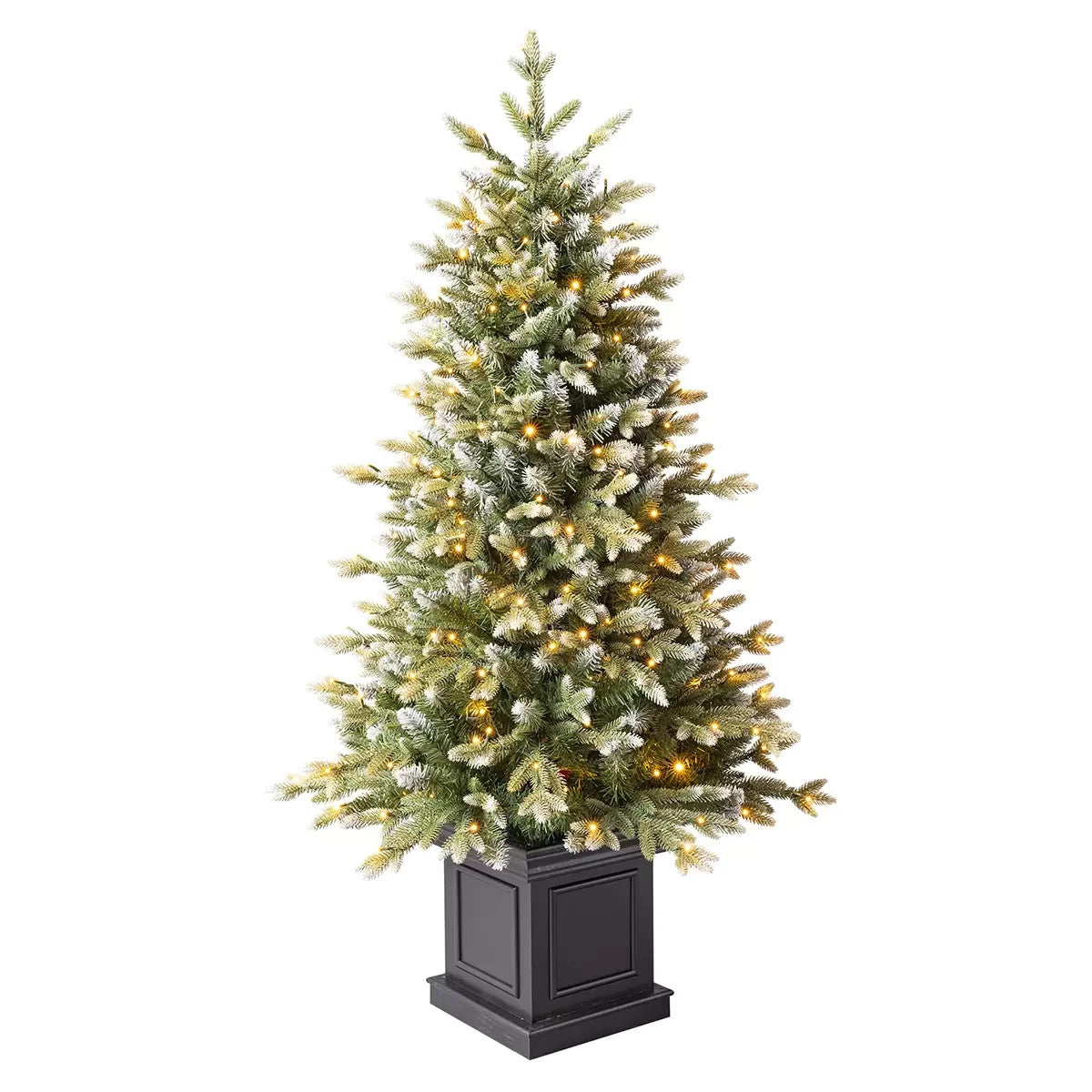 Pre-Lit Glitter Frosted Potted Christmas Tree 1.37m LED Lights Artificial Decor