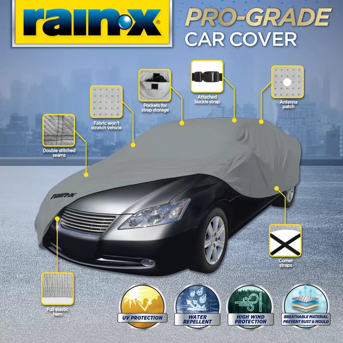 Rain-X Pro Grade Super Soft Non-Scratch Car Cover Water UV Protection Breathable