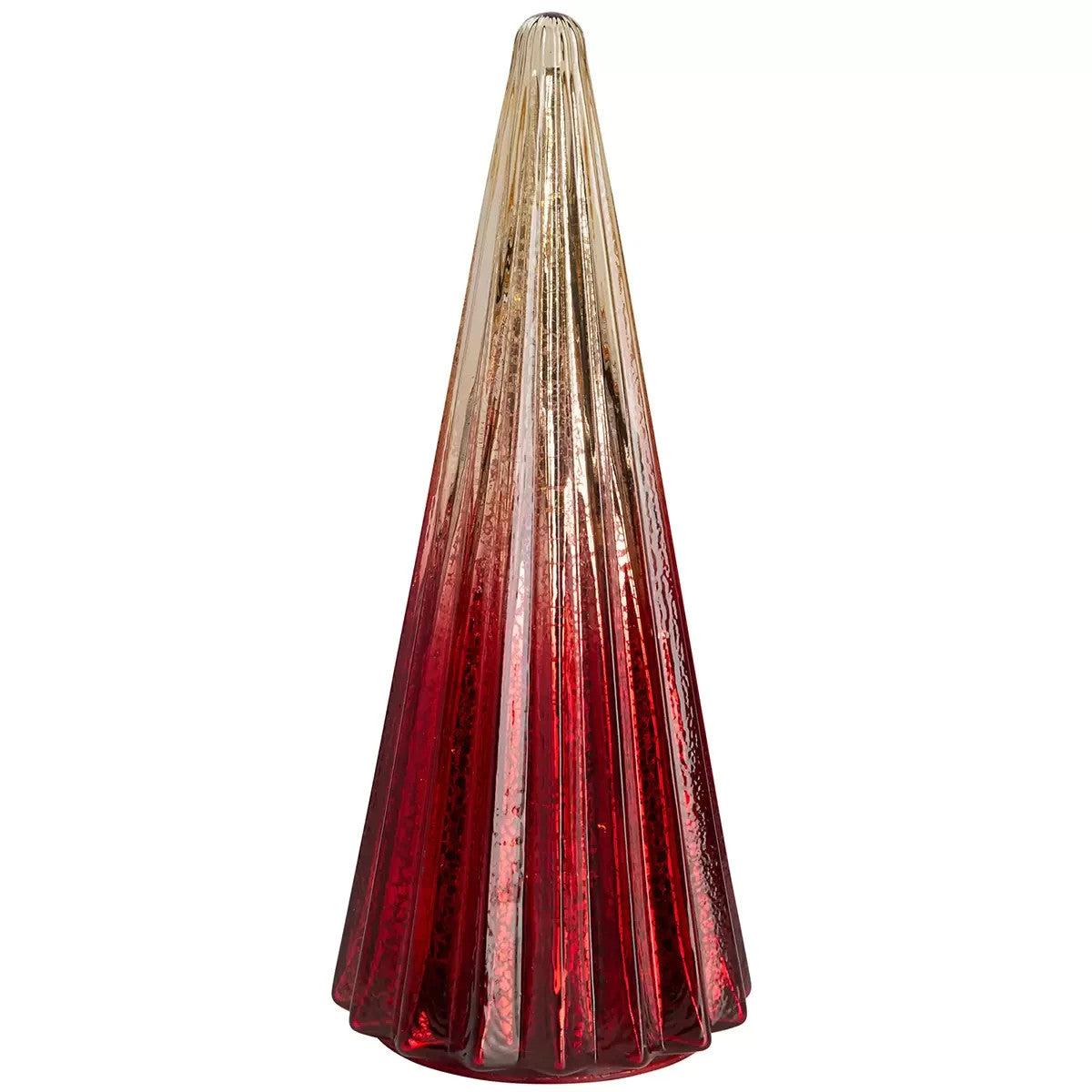 5pcs Glass Christmas Tree with LED Light Decor Tabletop Ornament Centrepiece Red