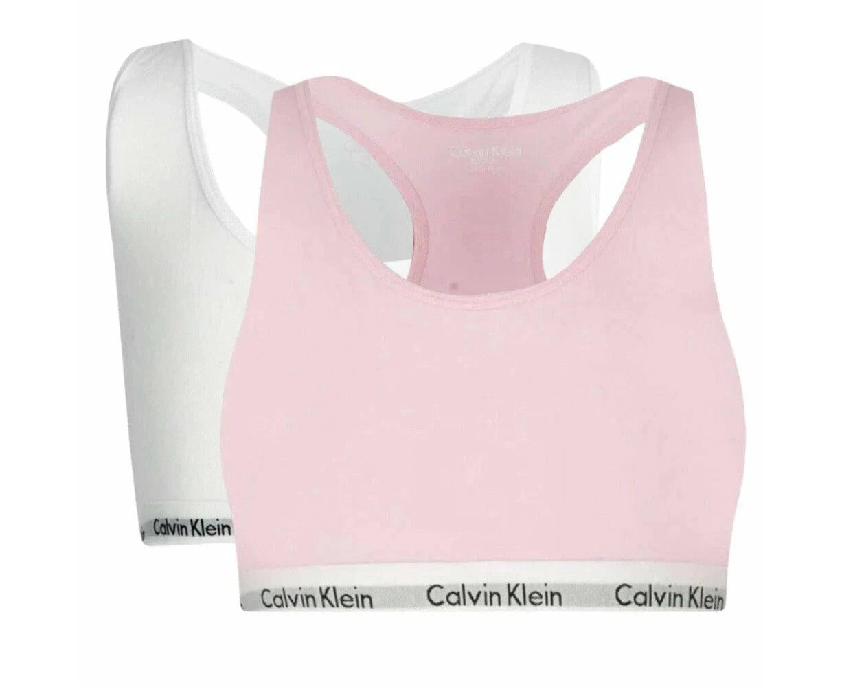 Calvin Klein Women's Cotton Stretch Unlined Bralette 2 Pack - Tan/Pink (XL)